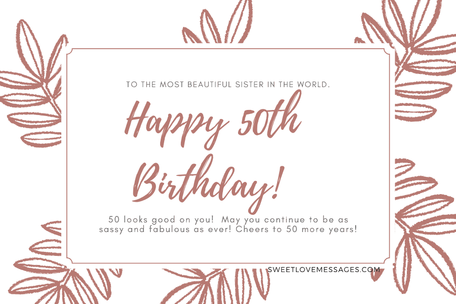 Happy 50th Birthday Wishes for Sister 2